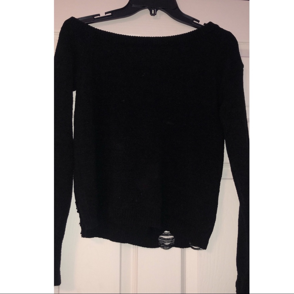 Garage Pull Destruction Black One Shoulder Sweater